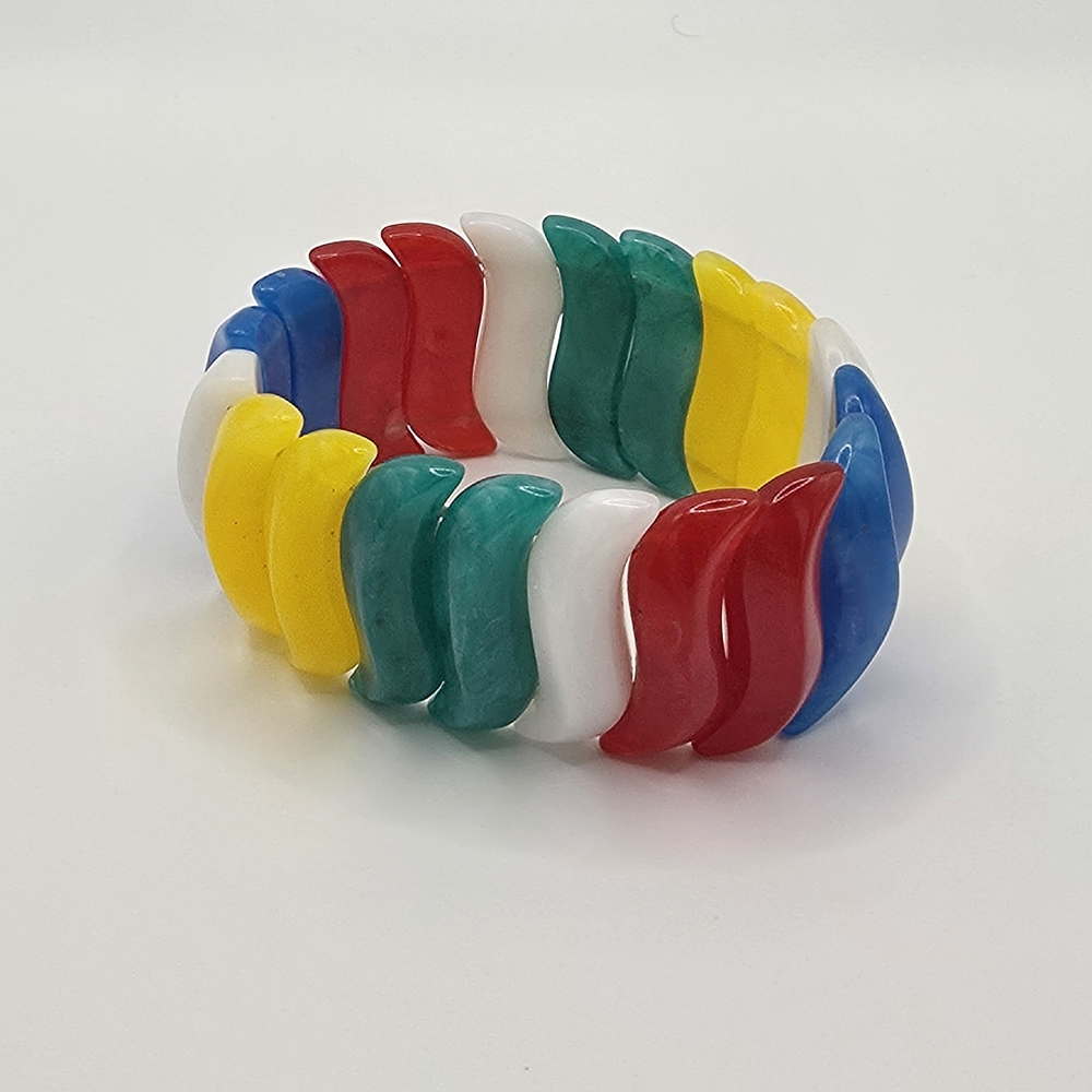 Vintage Avon Multicolor Lucite Stretch Bracelet Retro Expandable Chunky Plastic
